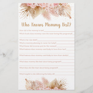 Pampas Grass Pink Floral Who Knows Mommy Best Game