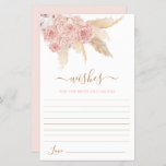 Pampas Grass Pink floral Wishes for the Bride card<br><div class="desc">Pampas Grass Pink roses Boho wishes for the bride and groom card</div>