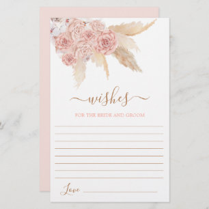 Pampas Grass Pink floral Wishes for the Bride card