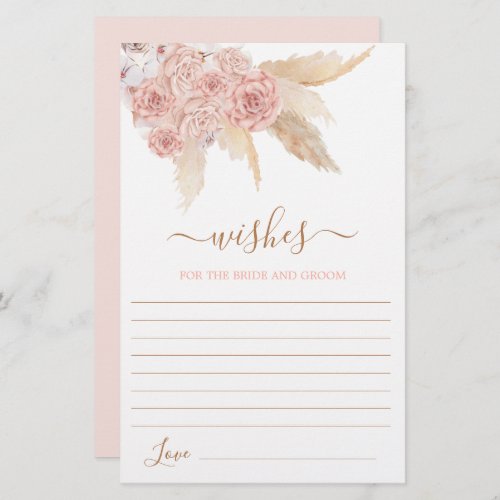 Pampas Grass Pink floral Wishes for the Bride card