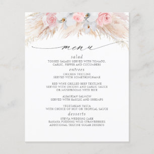 Pampas Grass Pink Florals Tropical Menu Flyer