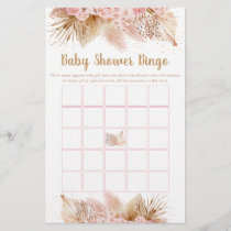 Pampas Grass Pink Gold Baby Shower Bingo Game