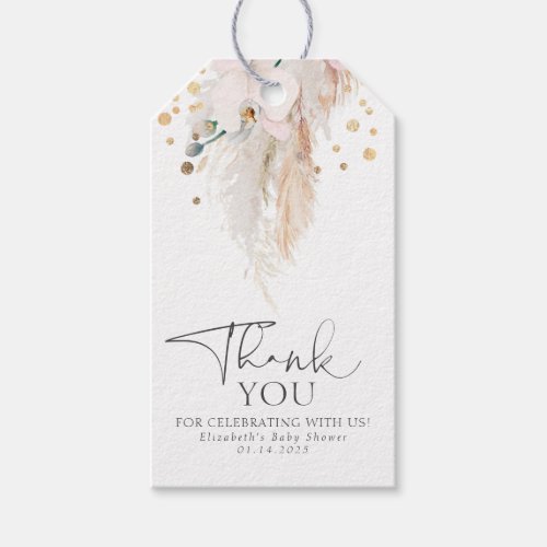 Pampas Grass Pink Orchids Exotic Thank You Gift Tags