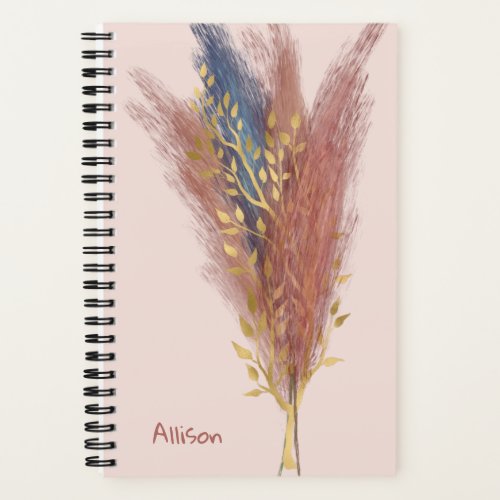 Pampas Grass Pink Personalized Notebook