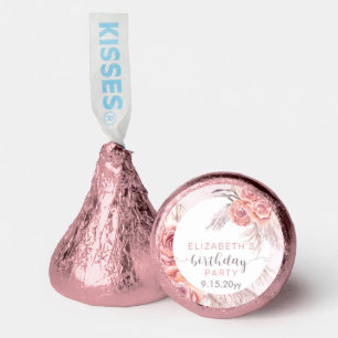 Pampas Grass Pink Rose Blooms Birthday Party Hershey®'s Kisses®