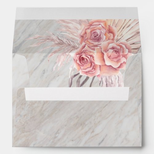 Pampas Grass  Pink Rose Blooms  Pink Marble Enve Envelope