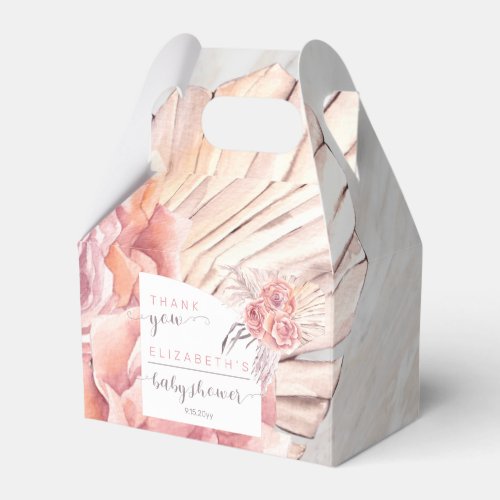Pampas Grass  Pink Roses Baby Shower Favor Boxes