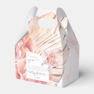 Pampas Grass Pink Roses Baby Shower Favor Boxes