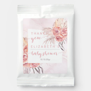 Pampas Grass Pink Roses Baby Shower Thank You Lemonade Drink Mix