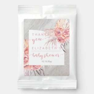Pampas Grass Pink Roses Baby Shower Thank You Margarita Drink Mix