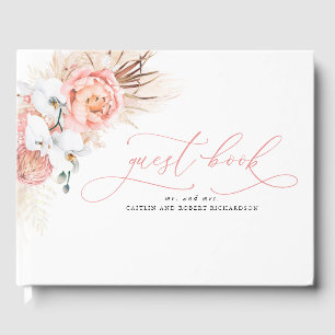 Pampas Grass Pink Wedding Guest Book