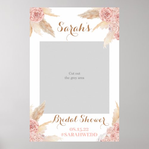 Pampas Grass PinkmBridal Shower Photo Prop Poster