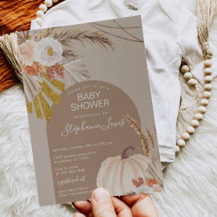 Pampas Grass Pumpkin Baby Shower Invitation