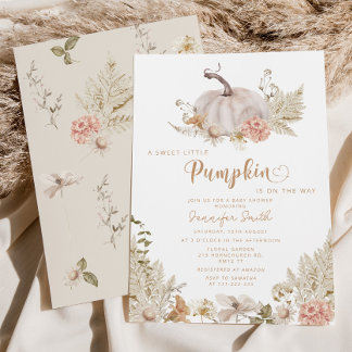 Pampas grass pumpkin baby shower Invitation