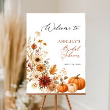 Pampas Grass Pumpkin Bridal Shower Welcome Sign