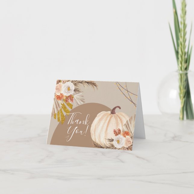 Pampas Grass Pumpkin Thank You Card (Front)