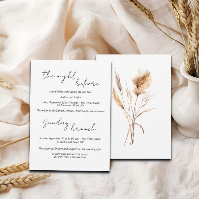 Pampas Grass Rehearsal Dinner & Sunday Brunch Invitation (Creator Uploaded)