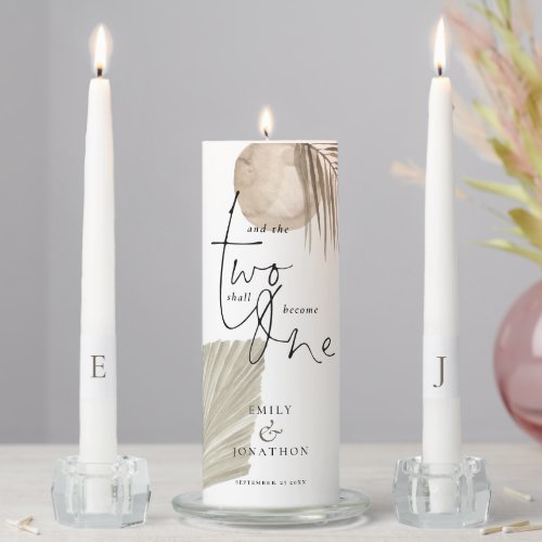 Pampas Grass Romantic Quote Names Date Initials Unity Candle Set