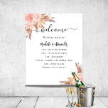 Pampas grass rose floral wedding program timeline poster<br><div class="desc">A modern,  elegant wedding program,  timeline.  A white background decorated with pampas grass and blush pink florals,  roses. Personalize and add your names and wedding details. Black colored letters.  If you have more text it's possible to reduce the line space.</div>