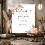 Pampas grass rose floral wedding program timeline poster<br><div class="desc">A modern,  elegant wedding program,  timeline.  A white background decorated with pampas grass and blush pink florals,  roses. Personalize and add your names and wedding details. Black colored letters.  If you have more text it's possible to reduce the line space.</div>