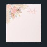 Pampas Grass Rose Gold Florals Name Monogram Notepad<br><div class="desc">This stylish notepad is decorated with watercolor pampas grass,  eucalyptus,  flowers,  and dried leaves on a blush pink background.
Easily customizable.
Because we create our artwork you won't find this exact image from other designers.
Original Watercolor © Michele Davies.</div>