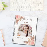 Pampas grass rose gold florals photo 2024 planner<br><div class="desc">Personalize and add your own photo inside the arch shaped frame. A white background color. Decorated with pampas grass and blush pink florals.  Add a year and your name.</div>
