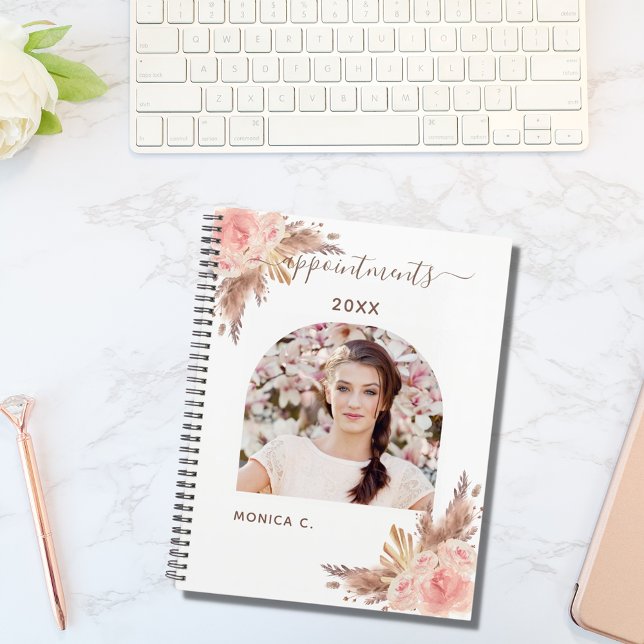 Pampas grass rose gold florals photo 2026 planner (Creator Uploaded)