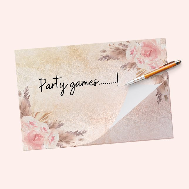 Pampas grass rose gold flowers party games paper pad (Creator Uploaded)