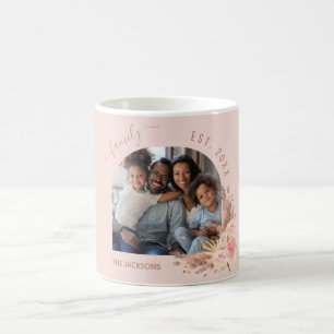 Pampas grass rose gold pink florals photo coffee mug