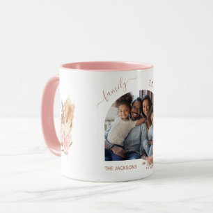 Pampas grass rose gold pink flowers photo mug