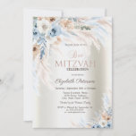 Pampas Grass Roses Ivory Bat Mitzvah  Invitation<br><div class="desc">A modern,  chic and glamorous invitation with pampas grass and blue roses on a ivory background.</div>