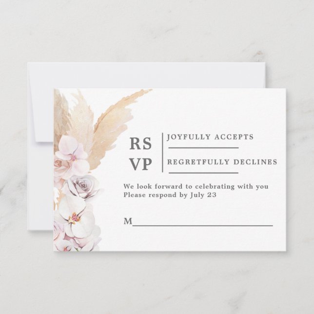 Pampas Grass RSVP wedding insert card (Front)