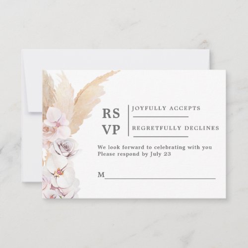 Pampas Grass RSVP wedding insert card