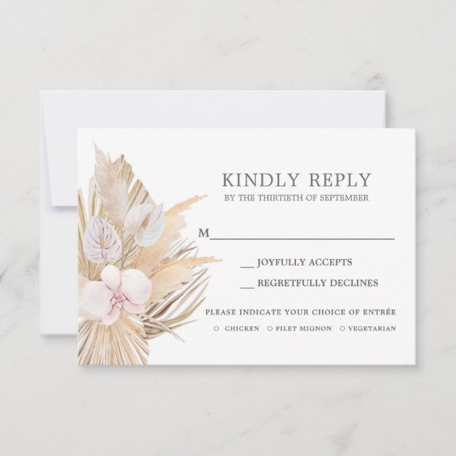 Pampas Grass RSVP wedding insert card (Front)