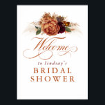 Pampas Grass Rust Terracotta Bridal Shower Welcome Poster<br><div class="desc">Pampas grass and rust terracotta flowers bridal shower welcome sign poster</div>