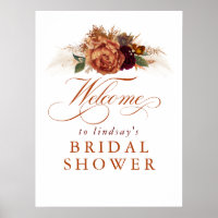 Pampas Grass Rust Terracotta Bridal Shower Welcome