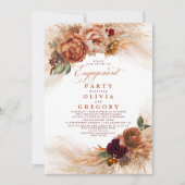 Pampas Grass Rust Terracotta Engagement Party Invitation (Front)