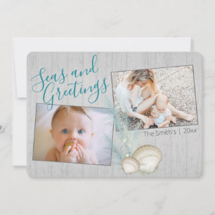 Pampas Grass Rustic Beach Holiday Photo Card