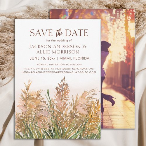 Pampas Grass Rustic Botanical Bohemian Wedding  Save The Date