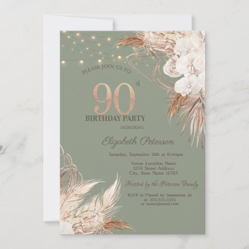 Pampas Grass Sage Green 90th Birthday