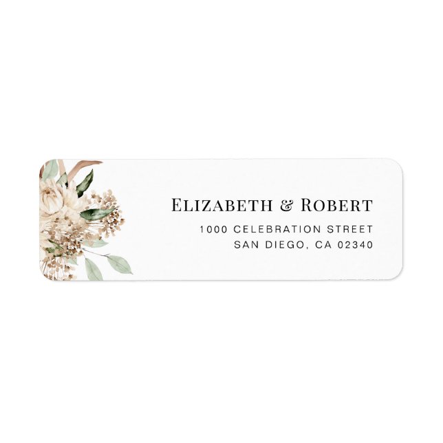 pampas grass sage green wedding address label (Front)