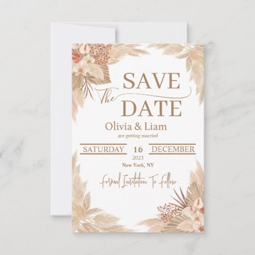 Pampas Grass Save The Date Wedding Invitation