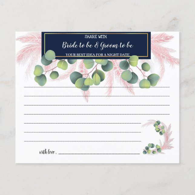 Pampas Grass Share a Date Night Bridal Shower Card Flyer (Front)