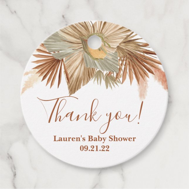 Pampas Grass Shower Favor Tags (Front)
