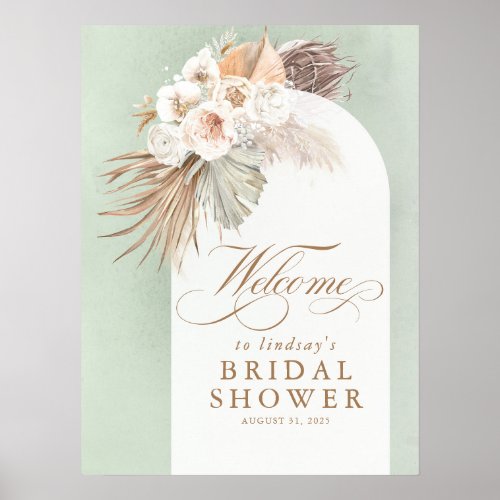 Pampas Grass Soft Floral Bridal Shower Welcome Poster