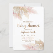 Pampas Grass Surprise Baby Shower Girl Invitation (Front)
