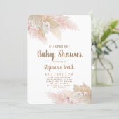 Pampas Grass Surprise Baby Shower Girl Invitation (Standing Front)