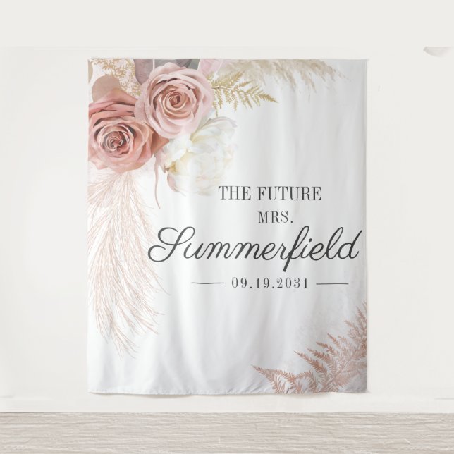 Pampas Grass Tan Bridal Shower Backdrop (Front)