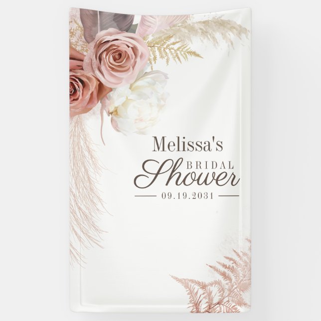 Pampas Grass Tan Bridal Shower Banner (Vertical)