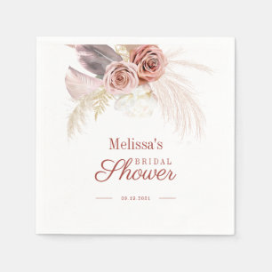 Pampas Grass Tan Bridal Shower Paper Napkins